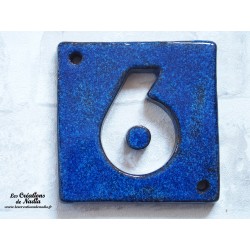 Plaque numéro maison bleu nuit en céramique