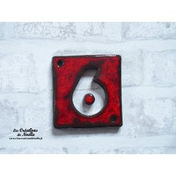 Plaque numéro maison rouge pomme d'amour en céramique