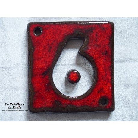Plaque numéro maison rouge pomme d'amour en céramique