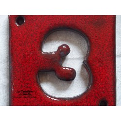 Plaque numéro maison couleur rouge en céramique