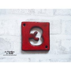 Plaque numéro maison couleur rouge en céramique