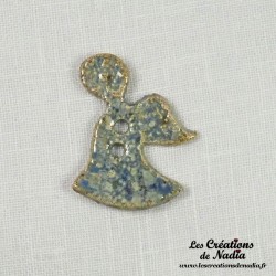 Bouton Ange en céramique, couleur bleu-gris marbré