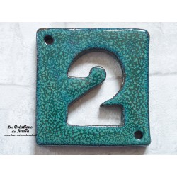 Plaque numéro maison vert émeraude en céramique