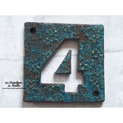 Plaque numéro maison vert émeraude en céramique