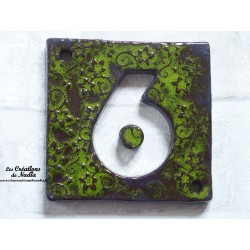 Plaque numéro maison vert reinette en céramique