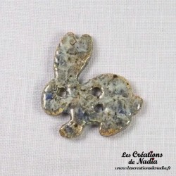Bouton lapin bleu-gris marbré en céramique