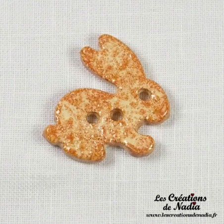 Bouton lapin en céramique, couleur vanille impression dentelle 