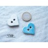Bouton coeur bleu en céramique