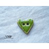 Bouton coeur vert printemps en céramique