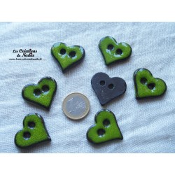 Bouton coeur vert en céramique