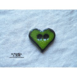 Bouton coeur vert en céramique