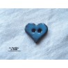 Bouton coeur bleu en céramique