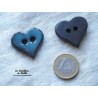 Bouton coeur bleu en céramique