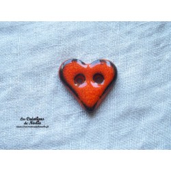 Bouton coeur orange en céramique