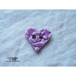 Bouton coeur lilas en céramique
