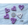 Bouton coeur lilas en céramique