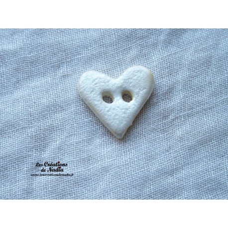 Bouton coeur en céramique, couleur blanc