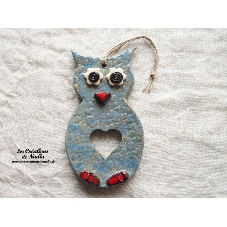 Hibou en céramique couleur bleu Hibou en céramique couleur bleu