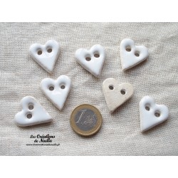 Bouton coeur blanc en céramique