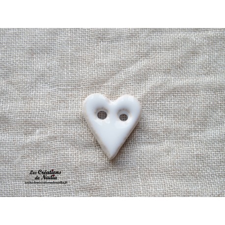 Bouton coeur blanc en céramique