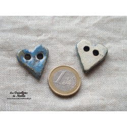 Bouton coeur bleu en céramique