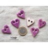 Bouton coeur lilas en céramique