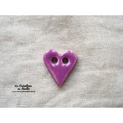 Bouton coeur lilas en céramique