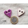 Bouton coeur lilas en céramique