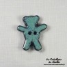 Bouton grand ourson turquoise en céramique