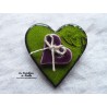 Broche coeur en céramique vert reinette