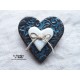 Broche coeur en céramique bleu