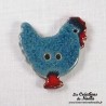 Bouton poule bleu en céramique