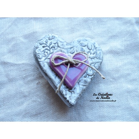 Broche coeur en céramique Elsass café