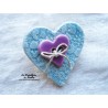 Broche coeur en céramique couleur bleu