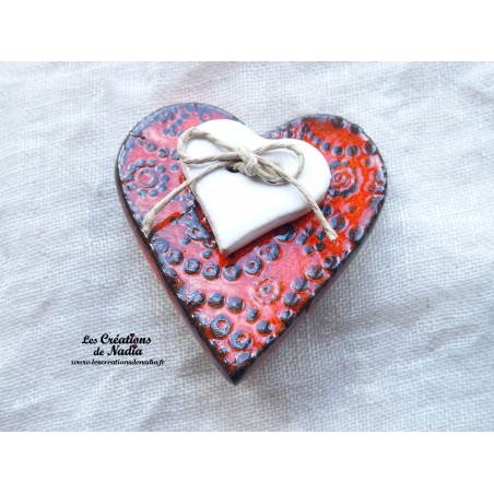 Broche coeur en céramique couleur orange Broche coeur en céramique couleur orange
