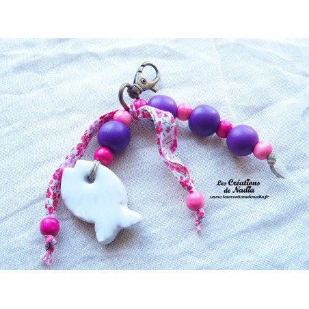 Grigri bijoux de sac, porte clef poisson blanc Grigri bijoux de sac, porte clef poisson blanc