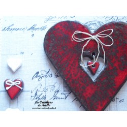 Tableau coeur Hansi en céramique rouge