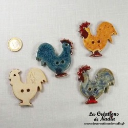 Bouton coq pain d'épice en céramique