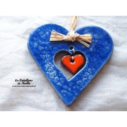 Coeur Liesel bleu outremer en céramique, à suspendre