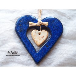 Coeur Liesel bleu outremer en céramique, à accrocher