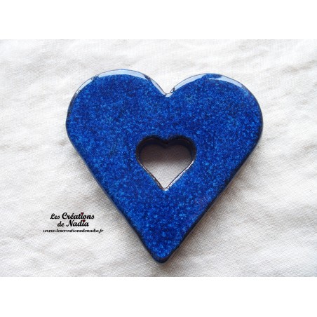 Coeur dessous de plat en céramique bleu nuit