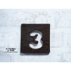 Plaque numéro maison noir impression florale en céramique