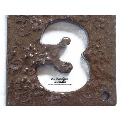 Plaque numéro maison noir impression florale en céramique