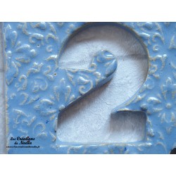 Plaque numéro maison bleu calcédoine en céramique
