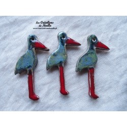 Magnet cigogne debout couleur bleu-gris marbré