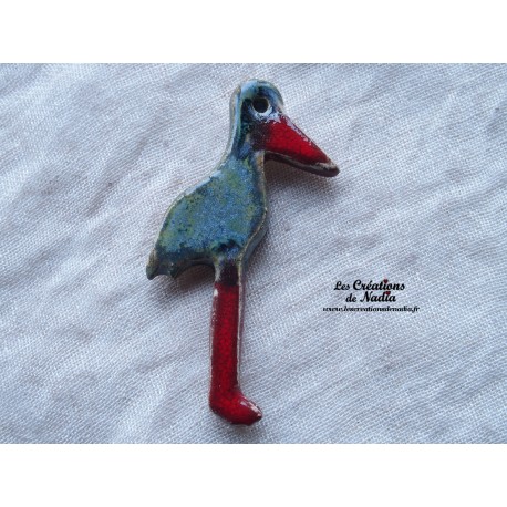 Magnet cigogne debout couleur bleu-gris marbré