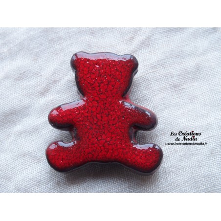 Magnet ourson couleur rouge piment