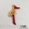 Bouton cigogne debout vanille en céramique