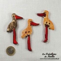 Bouton cigogne debout vanille en céramique