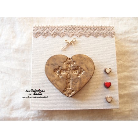 Tableau coeur et croix en céramique
